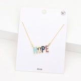 HOPE Brass Metal Enamel Message Pendant Necklace