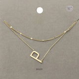 -P- Initial Monogram Brass Metal Necklace