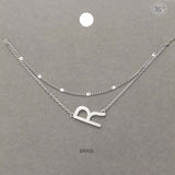-R- Initial Monogram Brass Metal Necklace