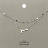 -T- Initial Monogram Brass Metal Necklace