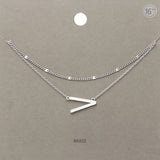 -V- Initial Monogram Brass Metal Necklace