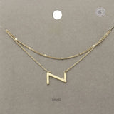-Z- Initial Monogram Brass Metal Necklace
