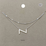 -Z- Initial Monogram Brass Metal Necklace