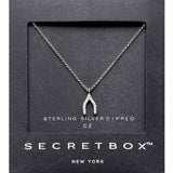 SECRET BOX_Sterling Silver Dipped CZ Stone Paved Wishbone Pendant Necklace