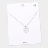 Brass Metal Cutout Honey Bee Disc Pendant Necklace