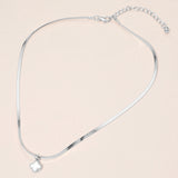 Silver Dipped Quatrefoil Pendant Herringbone Chain Necklace