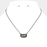 Crystal embellished oval pendant necklace