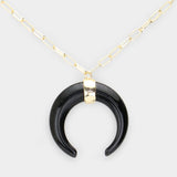 Double Horn Pendant Necklace
