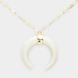 Double Horn Pendant Necklace