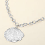 Textured Metal Seashell Pendant Necklace