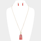 Abstract Patterned Geometric Link Pendant Necklace