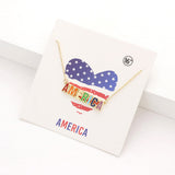 America Message Rainbow Enamel Pendant Necklace