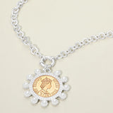 Bold Pearl Decorative Coin Pendant Necklace