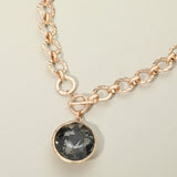 Bold Oval Gemstone Pendant Brushed Metal Chunky Chain Toggle Necklace