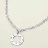 Stone Accent Circle Pendant Necklace