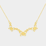 Rhinestone Triple Butterfly Pendant Necklace