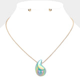 Metallic Teardrop Pendant Necklace