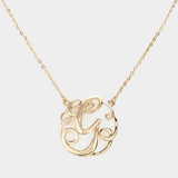 G - Circle Script Initial Monogram Pendant Necklace