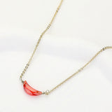 CZ Crescent Moon Stone Pendant Necklace