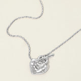 Hammered Metal Heart Toggle Necklace