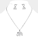 CZ Embellished Elephant Pendant Necklace