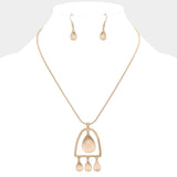 Abstract Metal Teardrop Dangle Pendant Necklace