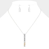 "Keep Moving" Metal Bar Pendant Necklace