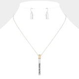 "Forever Together" Metal Bar Pendant Necklace