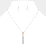 "Forever Together" Metal Bar Pendant Necklace