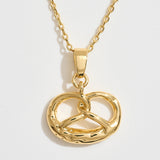 14K Gold Dipped Pretzel Pendant Necklace