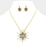 Bead Antique Metal Flower Flake Pendant Necklace