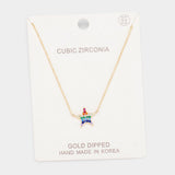 Gold Dipped Cubic Zirconia Star Pendant Necklace