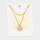 -I- Initial Monogram Round Metal Pendant Necklace