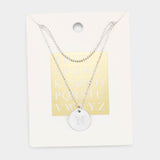 -N- Initial Monogram Round Metal Pendant Necklace