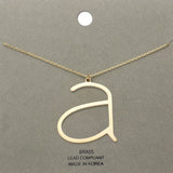 -a- Brass Initial Monogram Metal Pendant Necklace