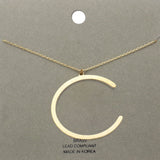 -c- Brass Initial Monogram Metal Pendant Necklace