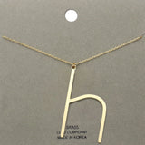 -h- Brass Initial Monogram Metal Pendant Necklace