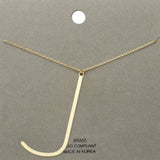 -j- Brass Initial Monogram Metal Pendant Necklace