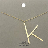 -k- Brass Initial Monogram Metal Pendant Necklace