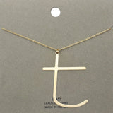 -t- Brass Initial Monogram Metal Pendant Necklace