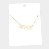 GRACE Brass Metal Message Pendant Necklace
