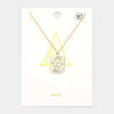 -A- Brass Metal Rectangle Initial Monogram Pendant Necklace