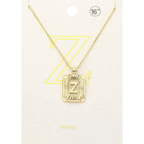 -Z- Brass Metal Rectangle Initial Monogram Pendant Necklace