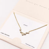 Libra CZ Embellished Zodiac Sign Pendant Necklace