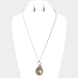 Metal Mermaid Round Pendant Whale Tail Charm Necklace