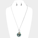 Metal Mermaid Round Pendant Whale Tail Charm Necklace