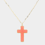 Druzy Cross Pendant Necklace