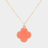 Druzy Quatrefoil Pendant Necklace