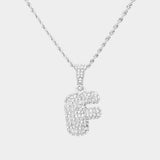 -F- Rhinestone Initial Monogram Pendant Brass Chain Necklace