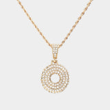 -O- Rhinestone Initial Monogram Pendant Brass Chain Necklace